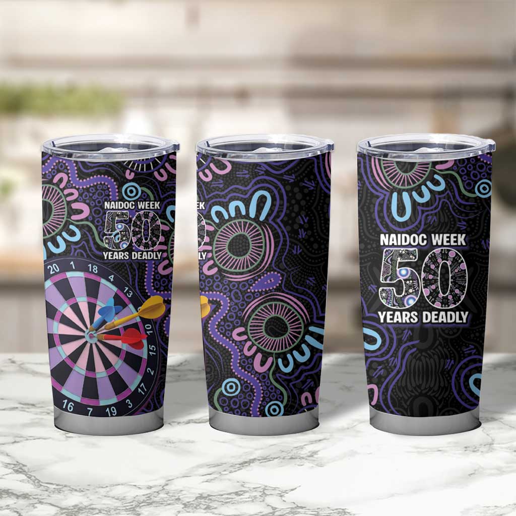 First Nations Darts NAIDOC 2026 Tumbler Cup Aboriginal Dot Art Dartboard Purple