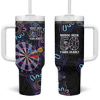 First Nations Darts NAIDOC 2026 Tumbler With Handle Aboriginal Dot Art Dartboard Purple