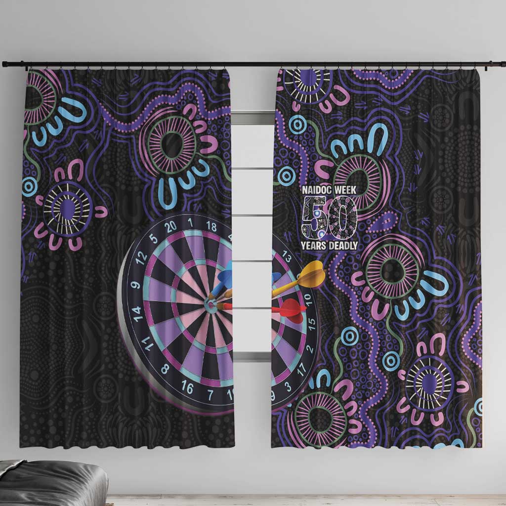 First Nations Darts NAIDOC 2026 Window Curtain Aboriginal Dot Art Dartboard Purple