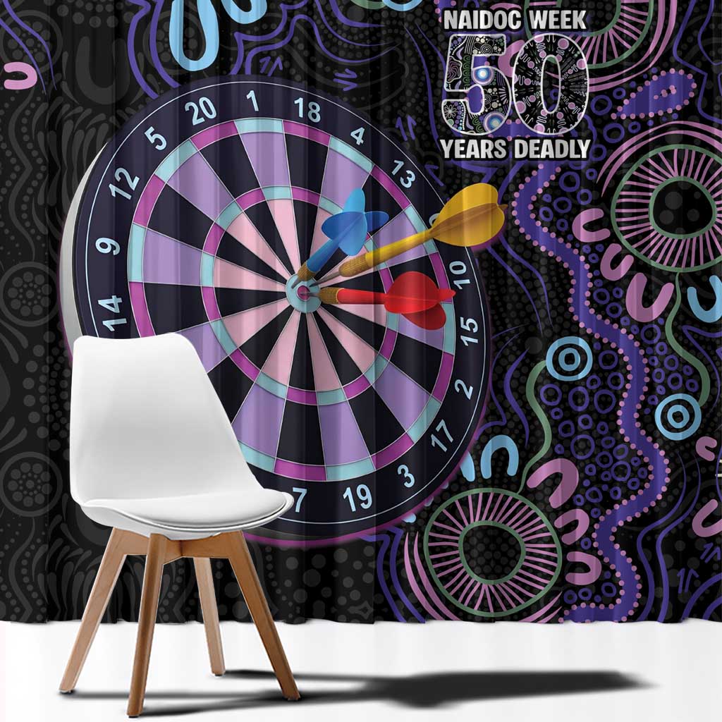 First Nations Darts NAIDOC 2026 Window Curtain Aboriginal Dot Art Dartboard Purple