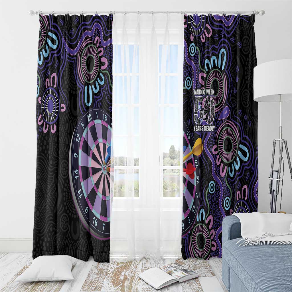 First Nations Darts NAIDOC 2026 Window Curtain Aboriginal Dot Art Dartboard Purple