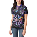 First Nations Darts NAIDOC 2026 Women Polo Shirt Aboriginal Dot Art Dartboard Purple