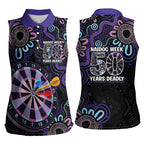 First Nations Darts NAIDOC 2026 Women Sleeveless Polo Shirt Aboriginal Dot Art Dartboard Purple