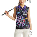 First Nations Darts NAIDOC 2026 Women Sleeveless Polo Shirt Aboriginal Dot Art Dartboard Purple