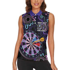 First Nations Darts NAIDOC 2026 Women Sleeveless Polo Shirt Aboriginal Dot Art Dartboard Purple