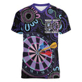 First Nations Darts NAIDOC 2026 Women V-Neck T-Shirt Aboriginal Dot Art Dartboard Purple
