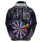First Nations Darts NAIDOC 2026 Zip Hoodie Aboriginal Dot Art Dartboard Purple