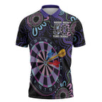 First Nations Darts NAIDOC 2026 Zipper Polo Shirt Aboriginal Dot Art Dartboard Purple