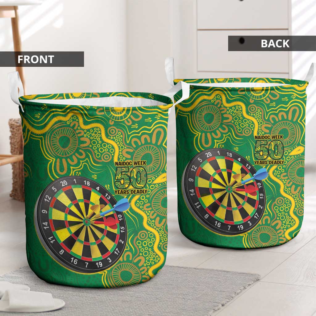 First Nations Darts NAIDOC 2026 Laundry Basket Aboriginal Dot Art Dartboard Green