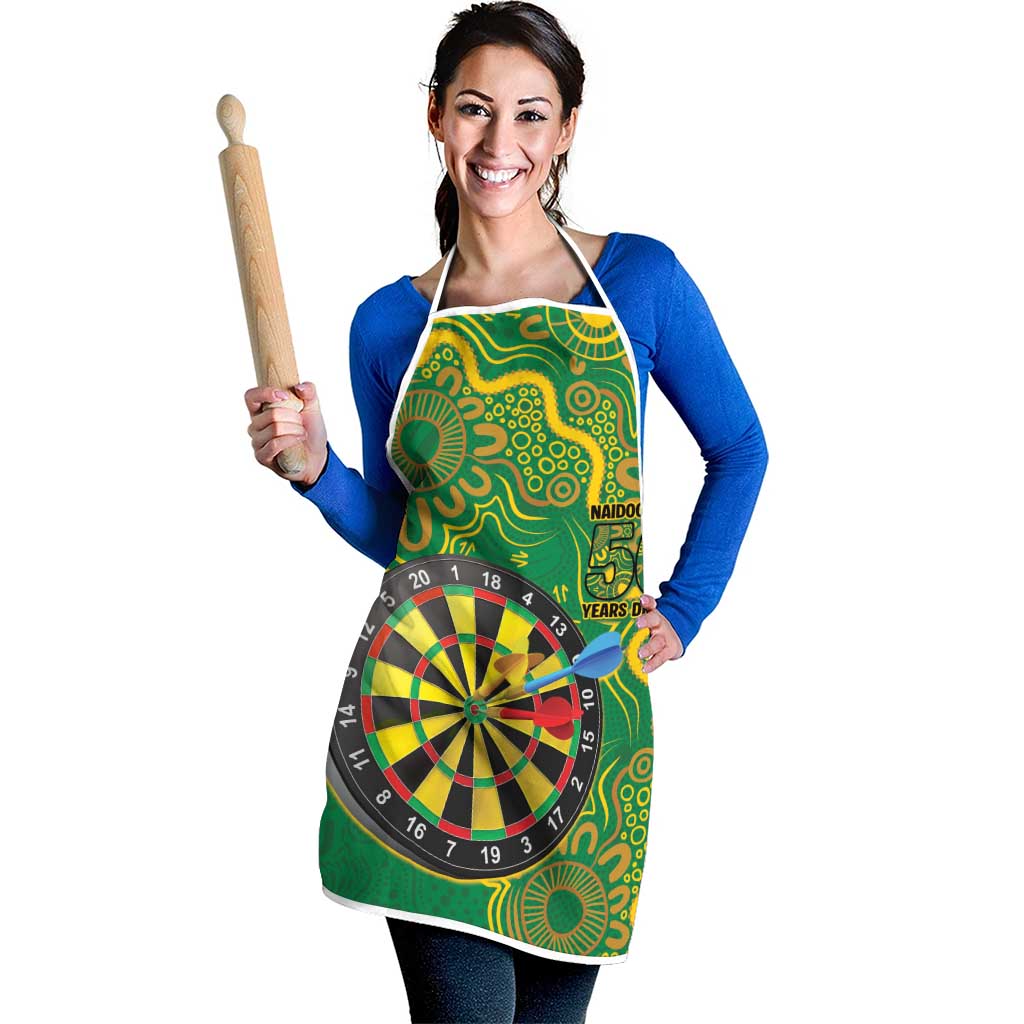 First Nations Darts NAIDOC 2026 Apron Aboriginal Dot Art Dartboard Green