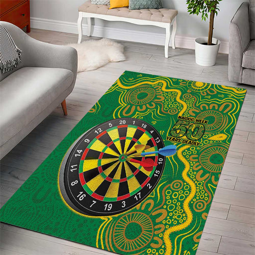 First Nations Darts NAIDOC 2026 Area Rug Aboriginal Dot Art Dartboard Green