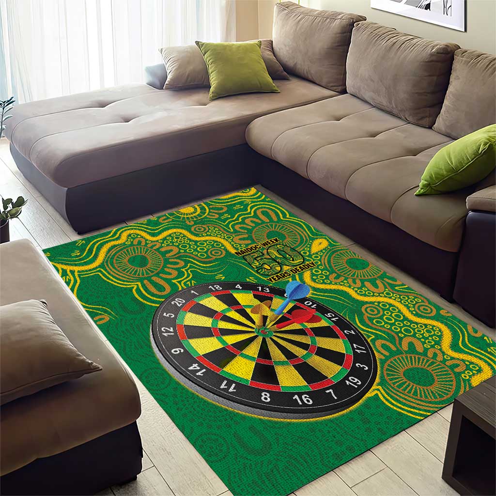 First Nations Darts NAIDOC 2026 Area Rug Aboriginal Dot Art Dartboard Green