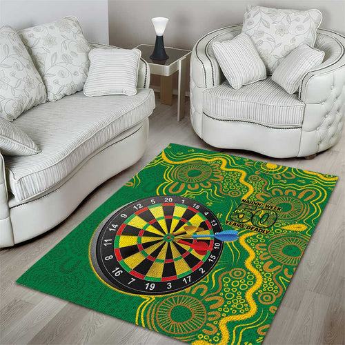 First Nations Darts NAIDOC 2026 Area Rug Aboriginal Dot Art Dartboard Green
