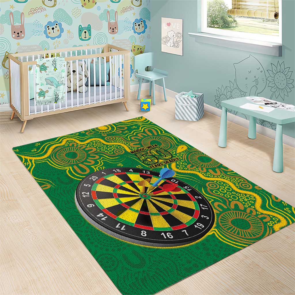 First Nations Darts NAIDOC 2026 Area Rug Aboriginal Dot Art Dartboard Green
