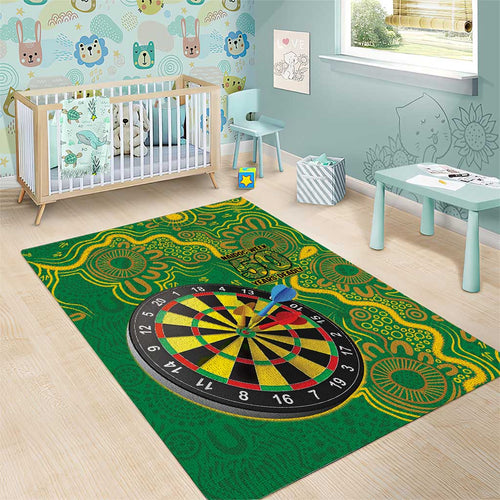 First Nations Darts NAIDOC 2026 Area Rug Aboriginal Dot Art Dartboard Green
