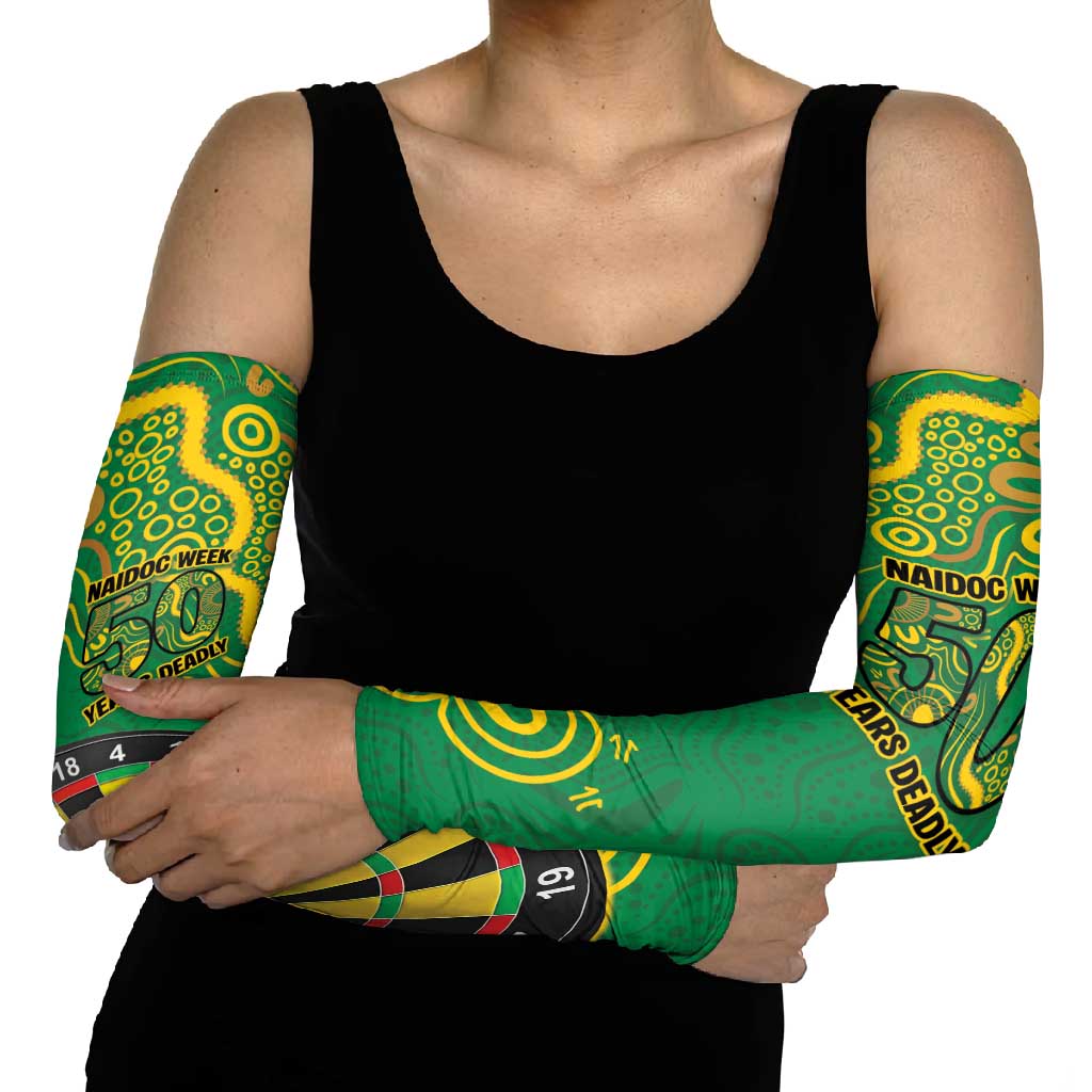 First Nations Darts NAIDOC 2026 Arm Sleeves Aboriginal Dot Art Dartboard Green