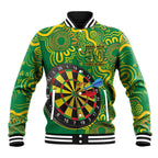 First Nations Darts NAIDOC 2026 Baseball Jacket Aboriginal Dot Art Dartboard Green