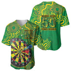 First Nations Darts NAIDOC 2026 Baseball Jersey Aboriginal Dot Art Dartboard Green