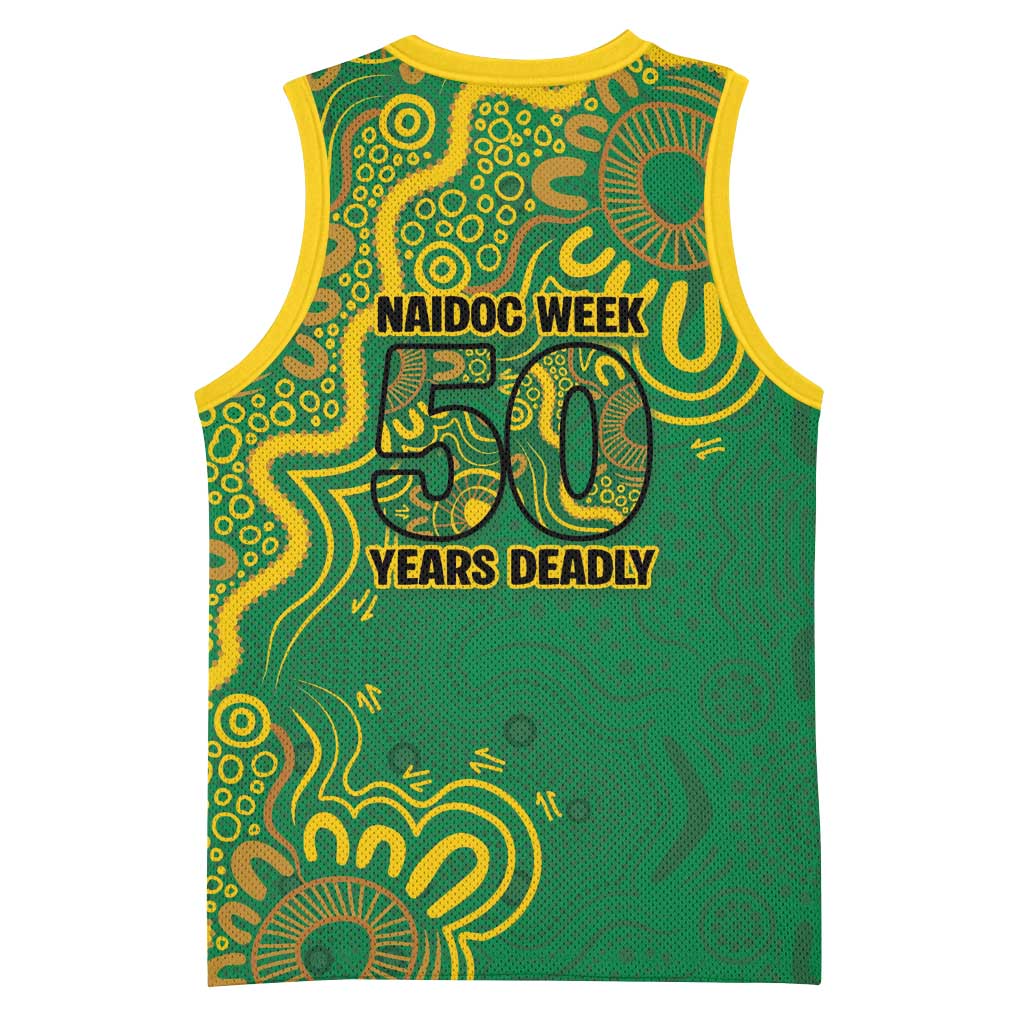 First Nations Darts NAIDOC 2026 Basketball Jersey Aboriginal Dot Art Dartboard Green
