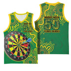First Nations Darts NAIDOC 2026 Basketball Jersey Aboriginal Dot Art Dartboard Green