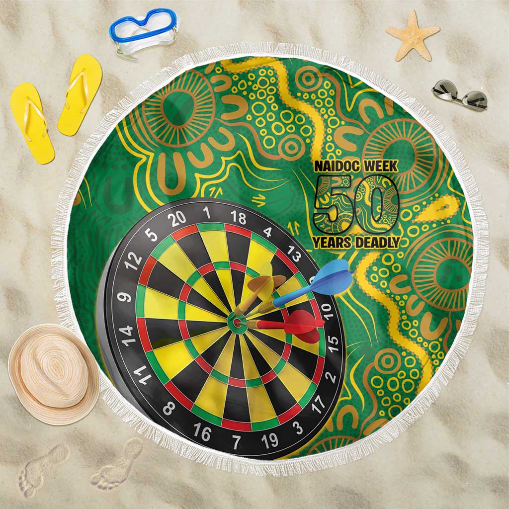 First Nations Darts NAIDOC 2026 Beach Blanket Aboriginal Dot Art Dartboard Green