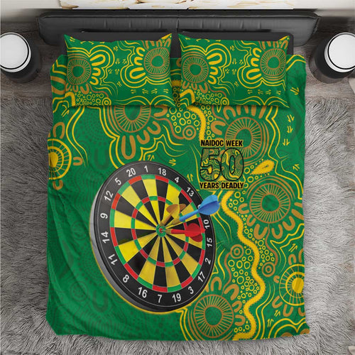 First Nations Darts NAIDOC 2026 Bedding Set Aboriginal Dot Art Dartboard Green