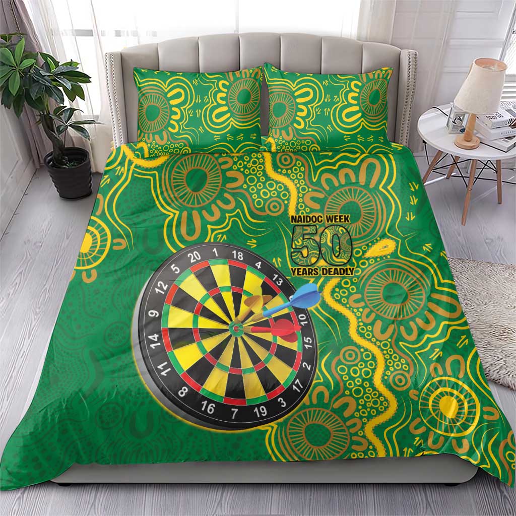 First Nations Darts NAIDOC 2026 Bedding Set Aboriginal Dot Art Dartboard Green