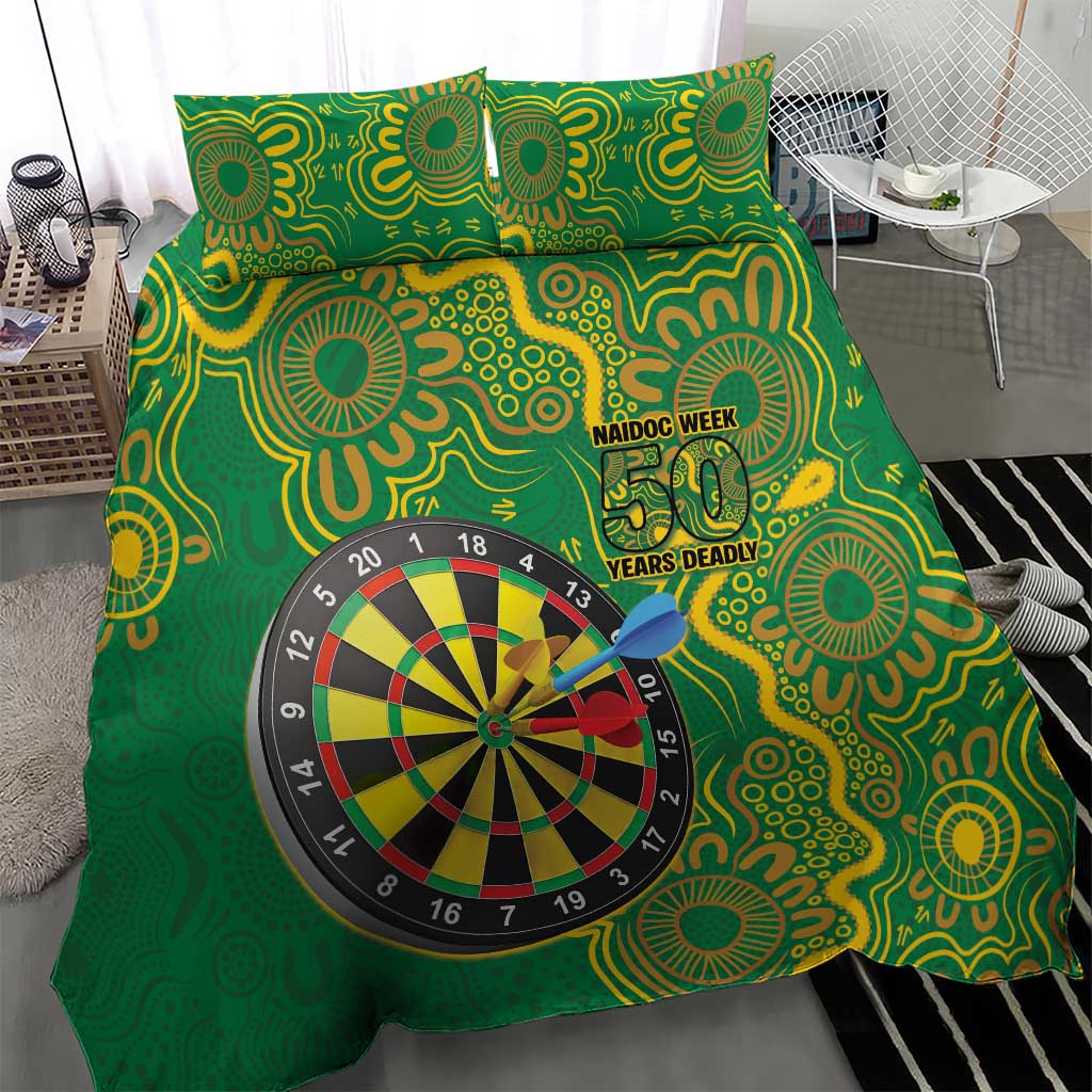 First Nations Darts NAIDOC 2026 Bedding Set Aboriginal Dot Art Dartboard Green