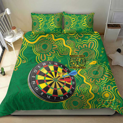 First Nations Darts NAIDOC 2026 Bedding Set Aboriginal Dot Art Dartboard Green