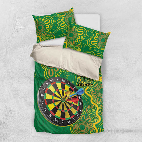 First Nations Darts NAIDOC 2026 Bedding Set Aboriginal Dot Art Dartboard Green