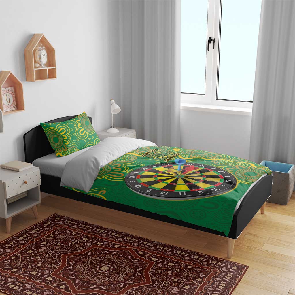First Nations Darts NAIDOC 2026 Bedding Set Aboriginal Dot Art Dartboard Green