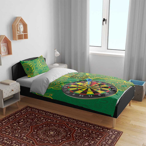 First Nations Darts NAIDOC 2026 Bedding Set Aboriginal Dot Art Dartboard Green