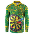 First Nations Darts NAIDOC 2026 Button Sweatshirt Aboriginal Dot Art Dartboard Green