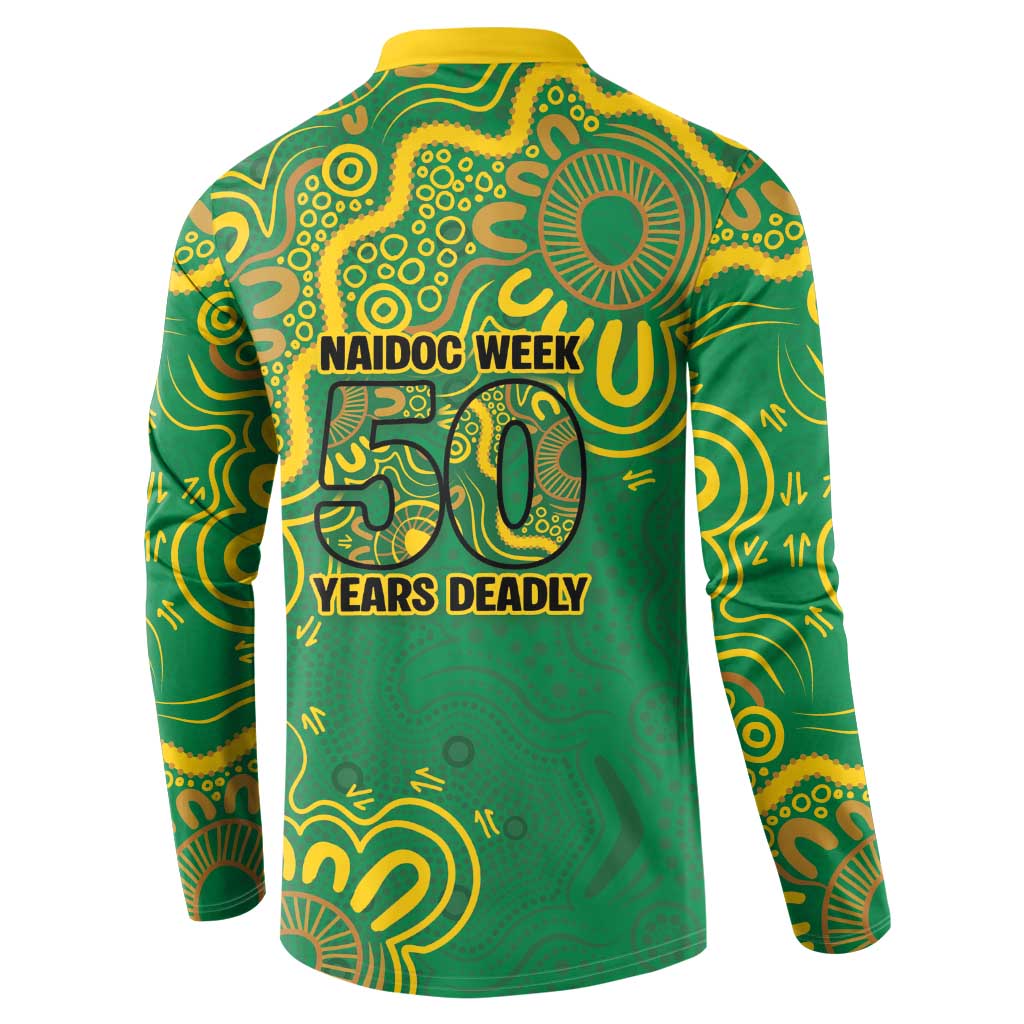 First Nations Darts NAIDOC 2026 Button Sweatshirt Aboriginal Dot Art Dartboard Green