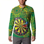 First Nations Darts NAIDOC 2026 Button Sweatshirt Aboriginal Dot Art Dartboard Green