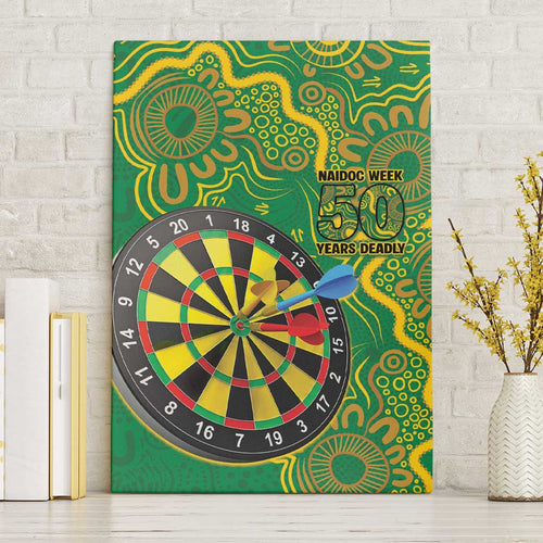 First Nations Darts NAIDOC 2026 Canvas Wall Art Aboriginal Dot Art Dartboard Green