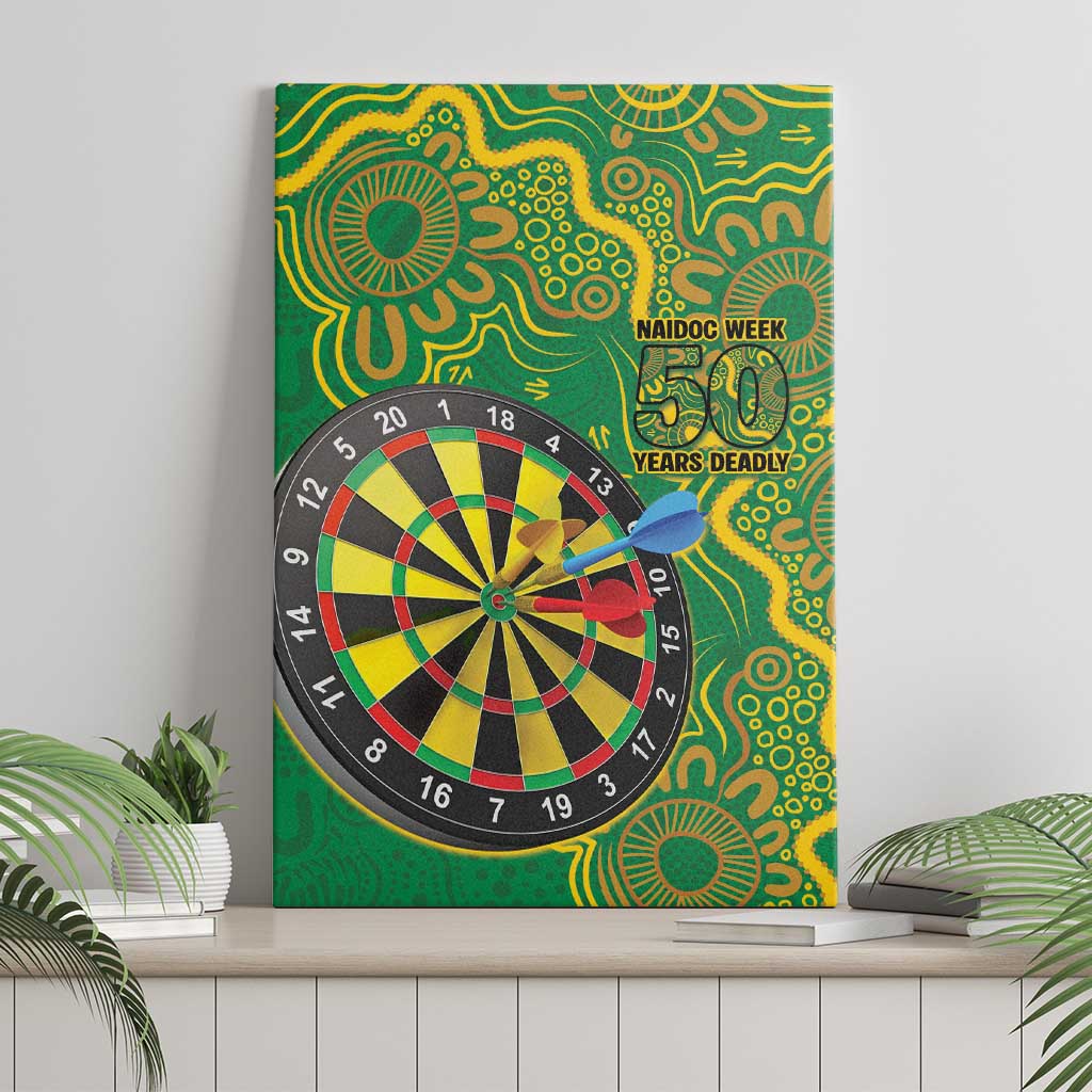 First Nations Darts NAIDOC 2026 Canvas Wall Art Aboriginal Dot Art Dartboard Green