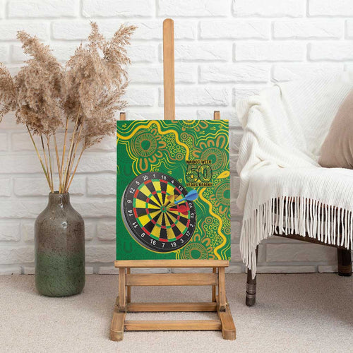 First Nations Darts NAIDOC 2026 Canvas Wall Art Aboriginal Dot Art Dartboard Green