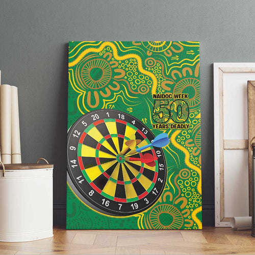 First Nations Darts NAIDOC 2026 Canvas Wall Art Aboriginal Dot Art Dartboard Green