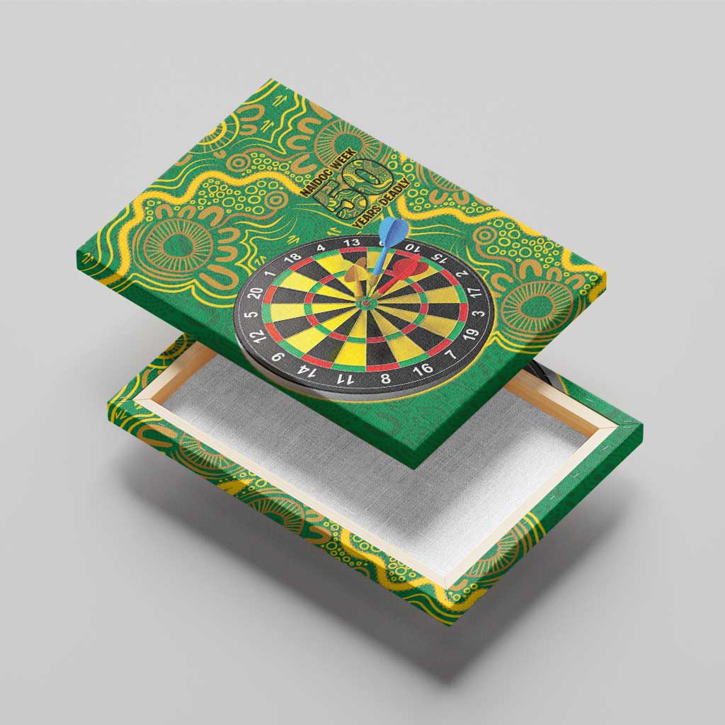 First Nations Darts NAIDOC 2026 Canvas Wall Art Aboriginal Dot Art Dartboard Green