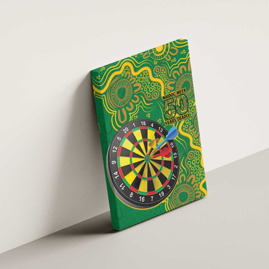 First Nations Darts NAIDOC 2026 Canvas Wall Art Aboriginal Dot Art Dartboard Green