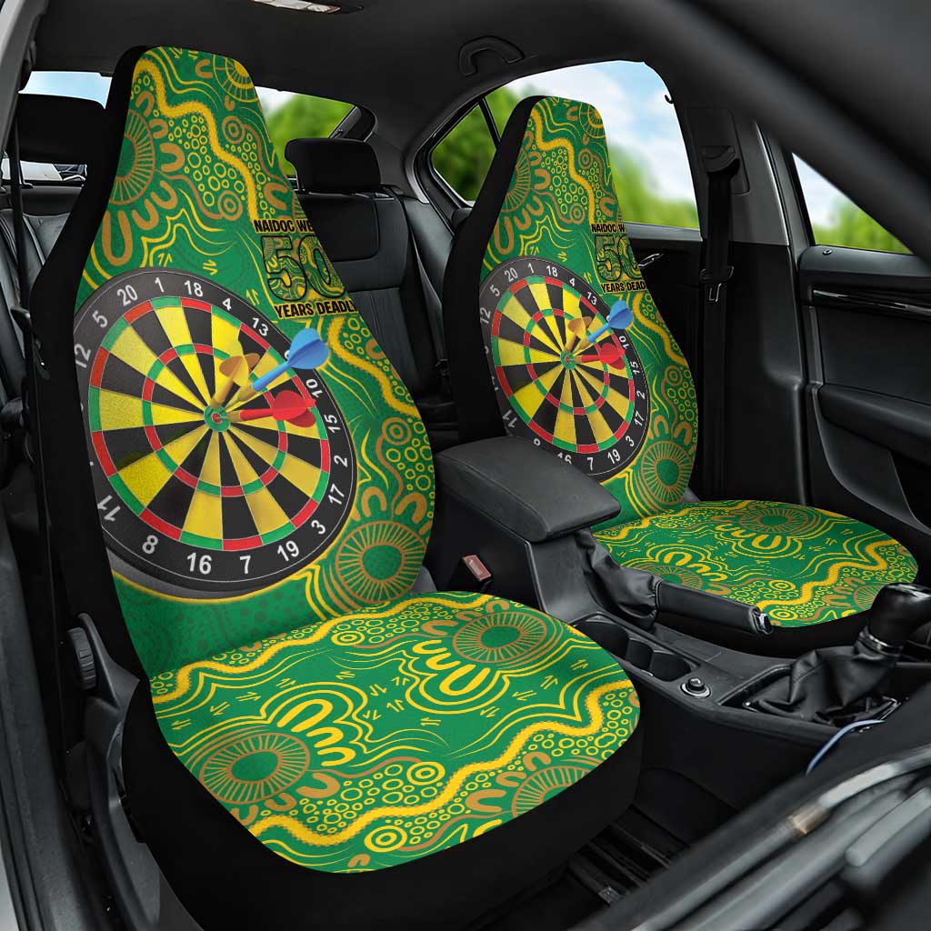 First Nations Darts NAIDOC 2026 Car Seat Cover Aboriginal Dot Art Dartboard Green