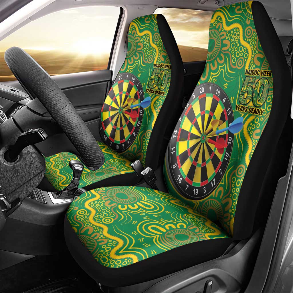 First Nations Darts NAIDOC 2026 Car Seat Cover Aboriginal Dot Art Dartboard Green