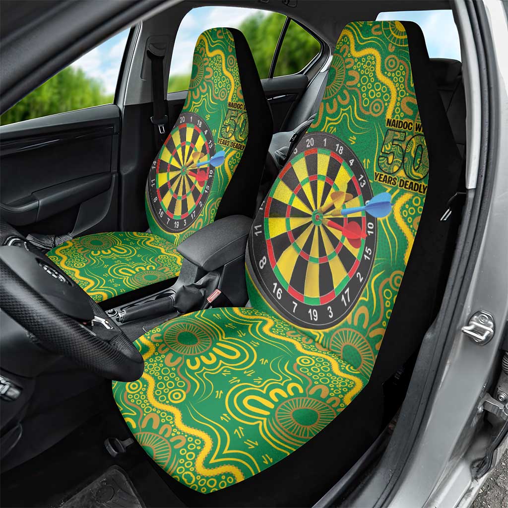 First Nations Darts NAIDOC 2026 Car Seat Cover Aboriginal Dot Art Dartboard Green