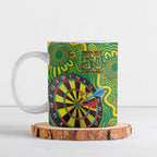 First Nations Darts NAIDOC 2026 Ceramic Mug Aboriginal Dot Art Dartboard Green