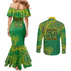 First Nations Darts NAIDOC 2026 Couples Matching Mermaid Dress and Long Sleeve Button Shirt Aboriginal Dot Art Dartboard Green