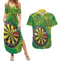 First Nations Darts NAIDOC 2026 Couples Matching Summer Maxi Dress and Hawaiian Shirt Aboriginal Dot Art Dartboard Green