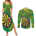 First Nations Darts NAIDOC 2026 Couples Matching Summer Maxi Dress and Long Sleeve Button Shirt Aboriginal Dot Art Dartboard Green