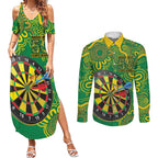 First Nations Darts NAIDOC 2026 Couples Matching Summer Maxi Dress and Long Sleeve Button Shirt Aboriginal Dot Art Dartboard Green