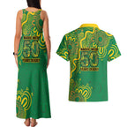 First Nations Darts NAIDOC 2026 Couples Matching Tank Maxi Dress and Hawaiian Shirt Aboriginal Dot Art Dartboard Green